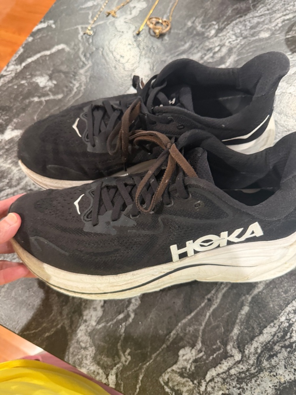 Hoka Men's Black and White Athletic Running Shoes - Picture 9 of 10